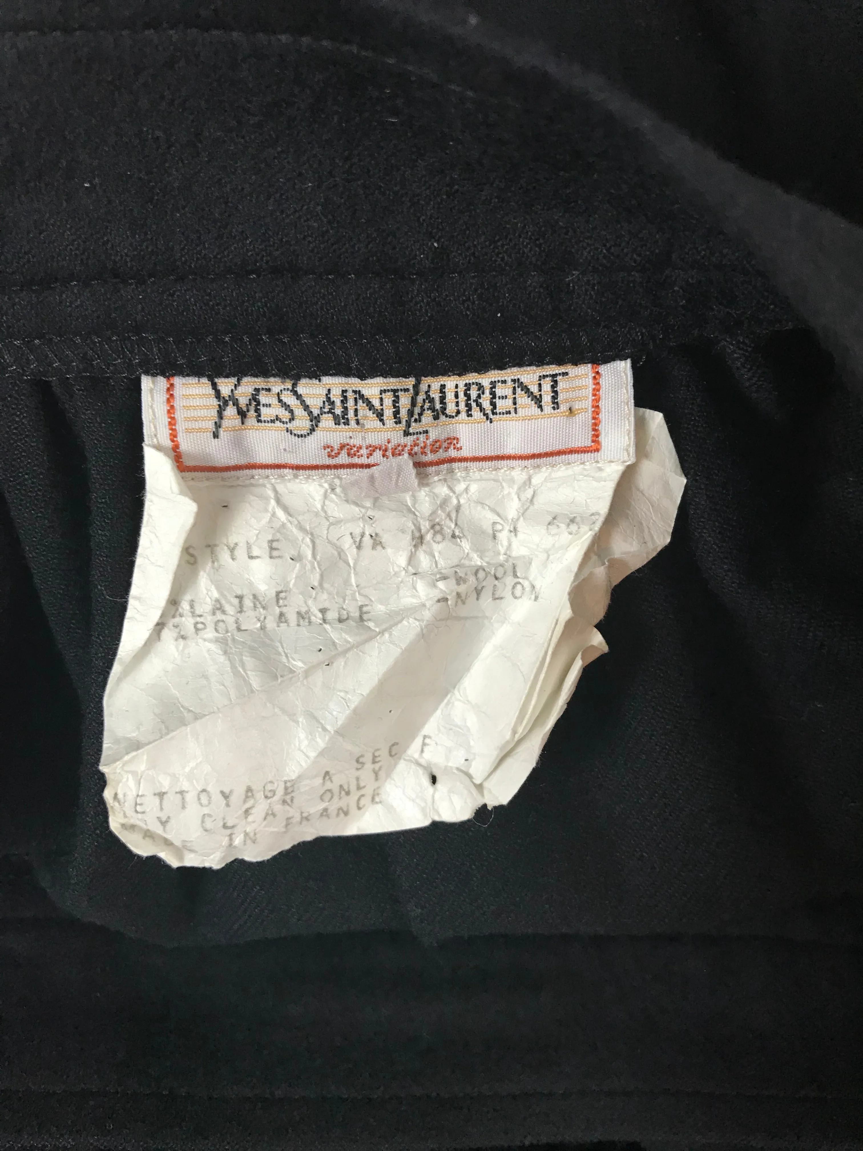 1980s Black Wool High Waisted Midi Skirt