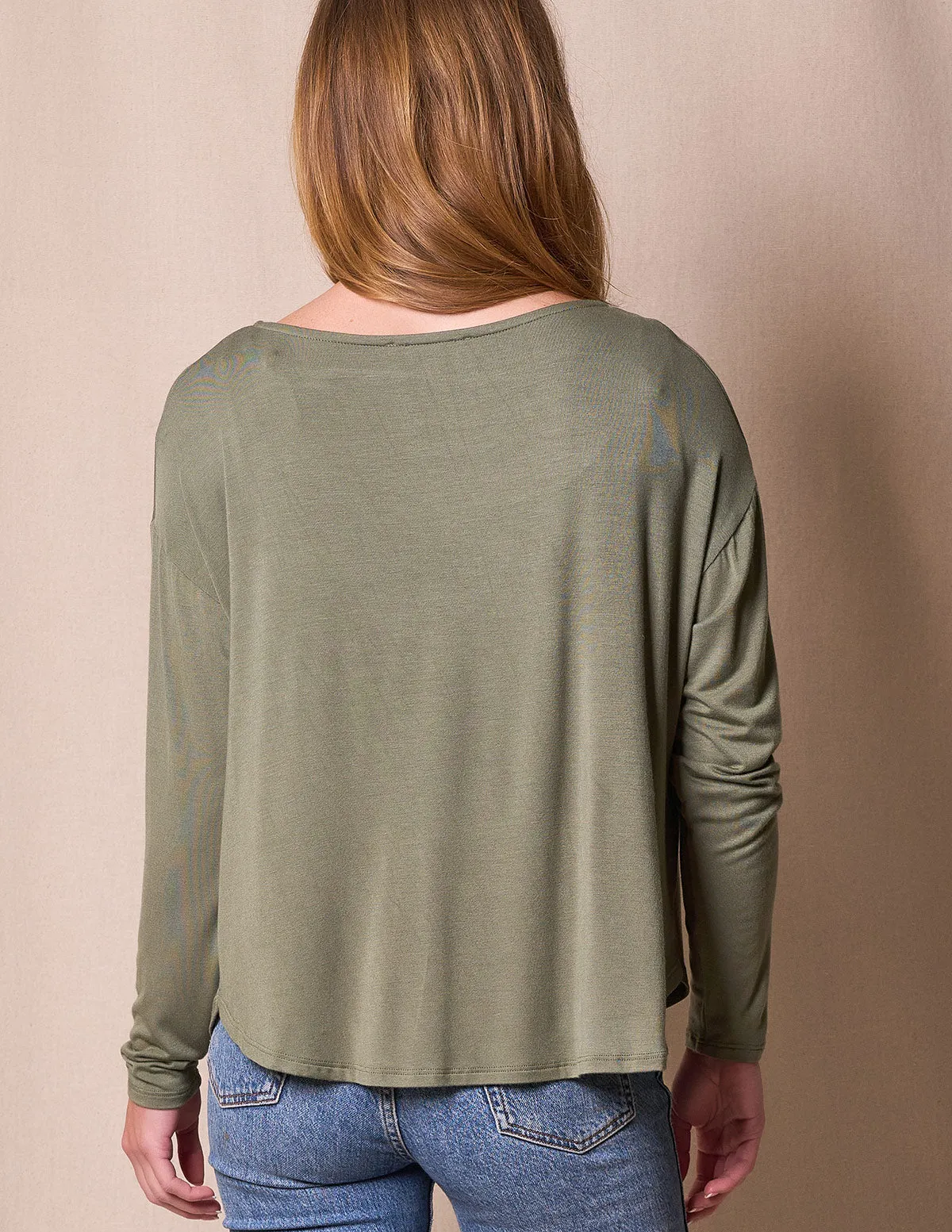 Bamboo Dolman Long Sleeve Tee - Olive