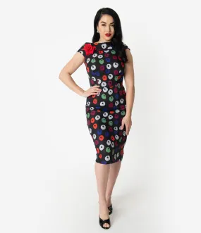 Barbie x Unique Vintage Black Apple Print Sheath Dress