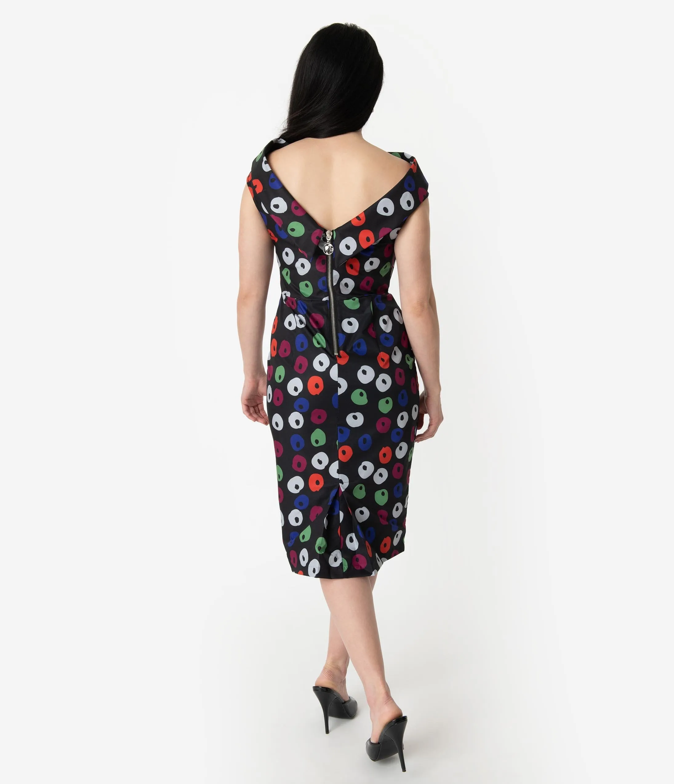 Barbie x Unique Vintage Black Apple Print Sheath Dress
