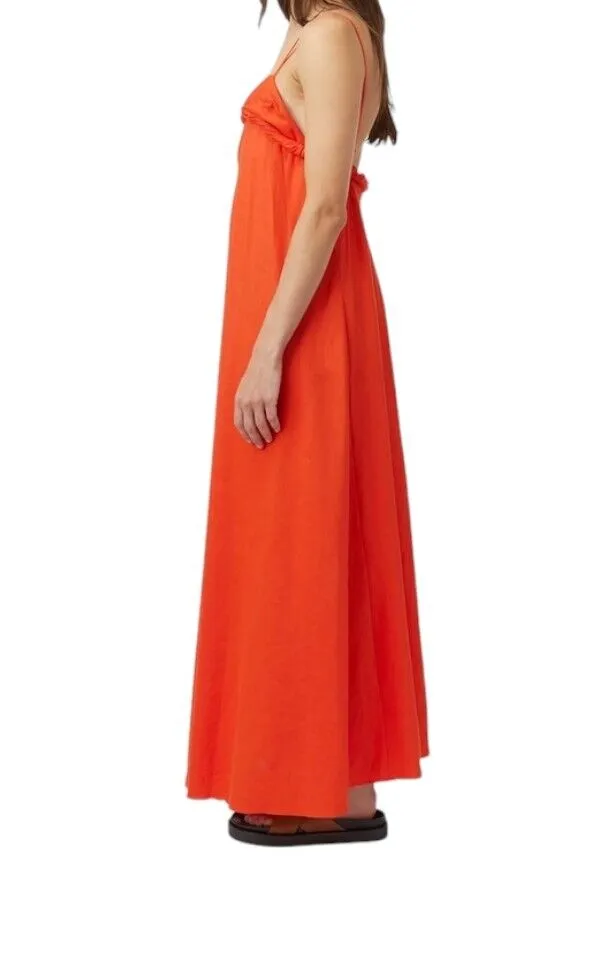 CAMILLA AND MARC Zora Maxi Dress | Watermelon/Red/Orange, Twist, Backless, Linen
