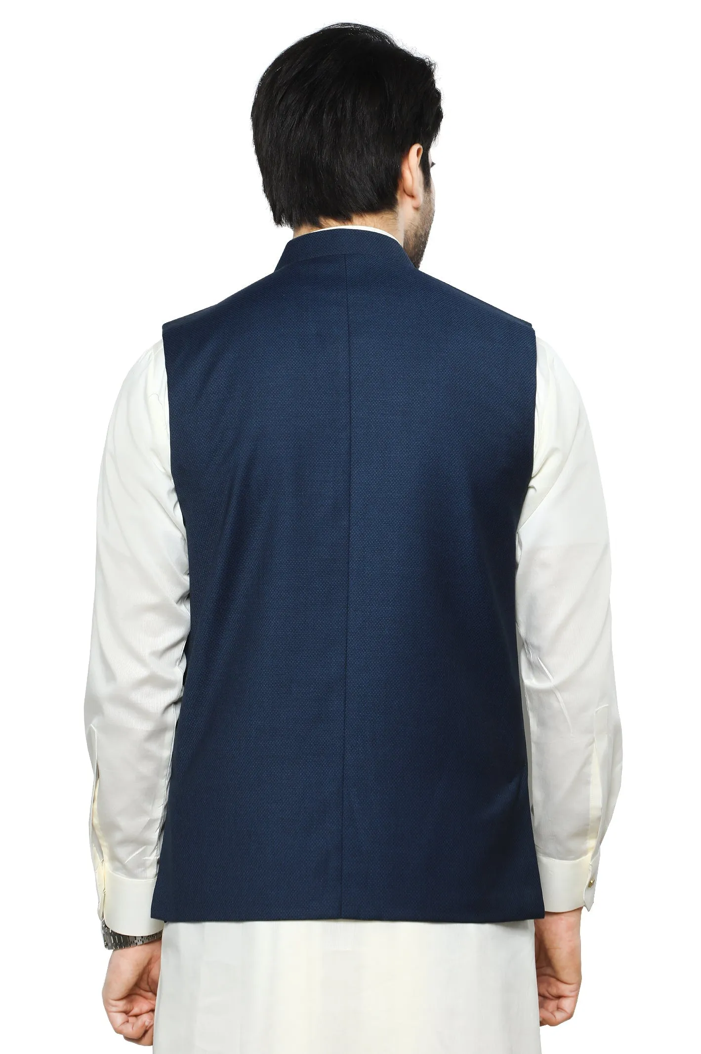 Dark Blue Wash & Wear Waistcoat