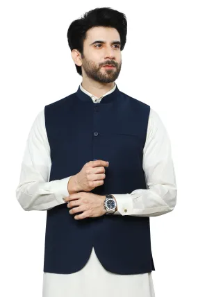 Dark Blue Wash & Wear Waistcoat
