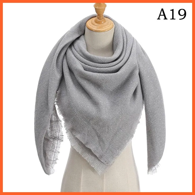 Designer Knitted Women'S Scarf | Plaid Warm Cashmere Luxury Brand Neck Bandana