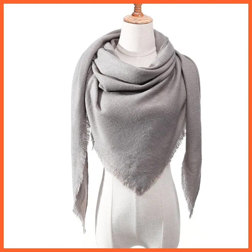 Designer Knitted Women'S Scarf | Plaid Warm Cashmere Luxury Brand Neck Bandana