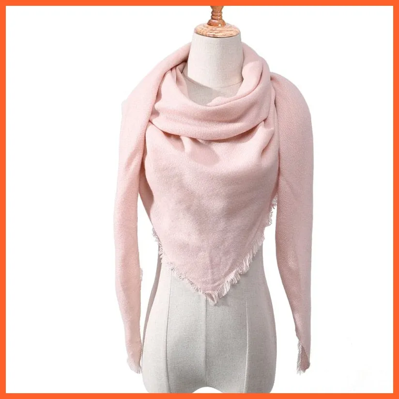 Designer Knitted Women'S Scarf | Plaid Warm Cashmere Luxury Brand Neck Bandana