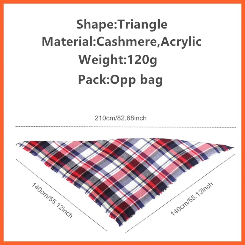 Designer Knitted Women'S Scarf | Plaid Warm Cashmere Luxury Brand Neck Bandana