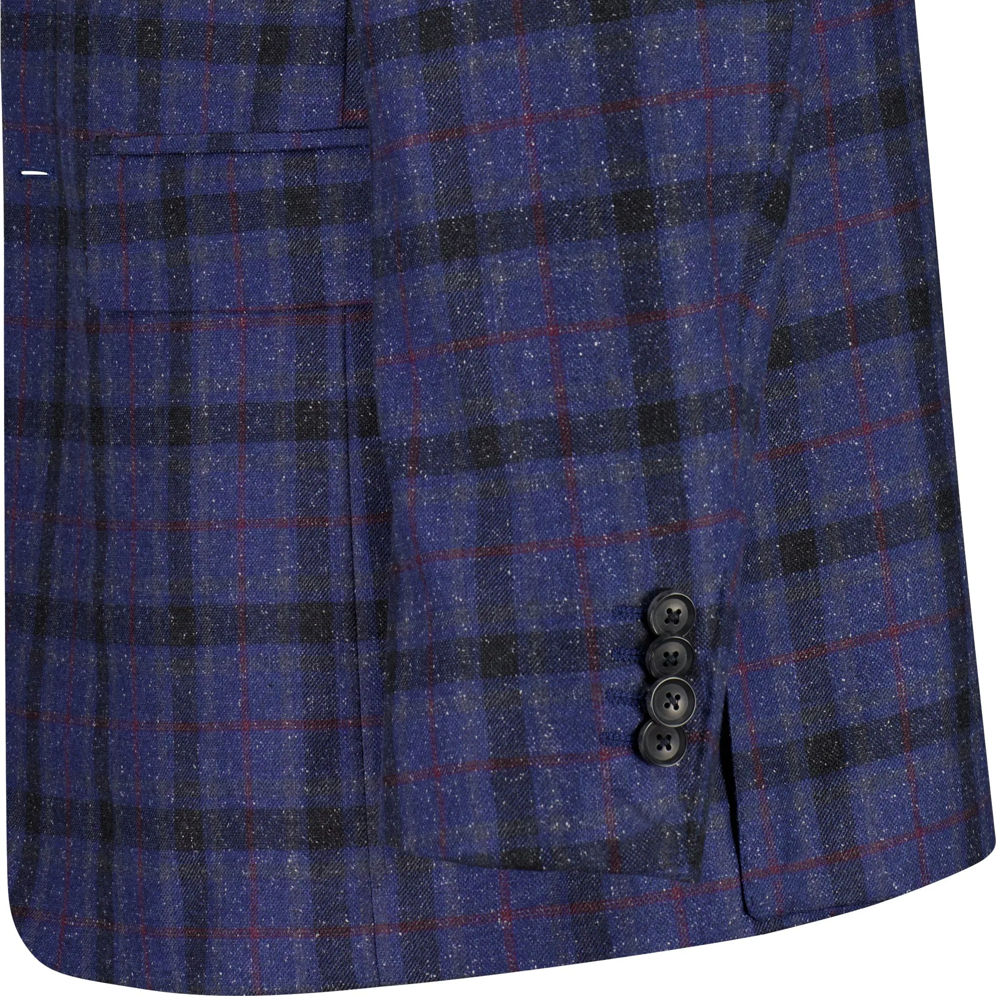 HENRY SARTORIAL DORMEUIL Wool/Silk Check Jacket BURGUNDY/NAVY REG