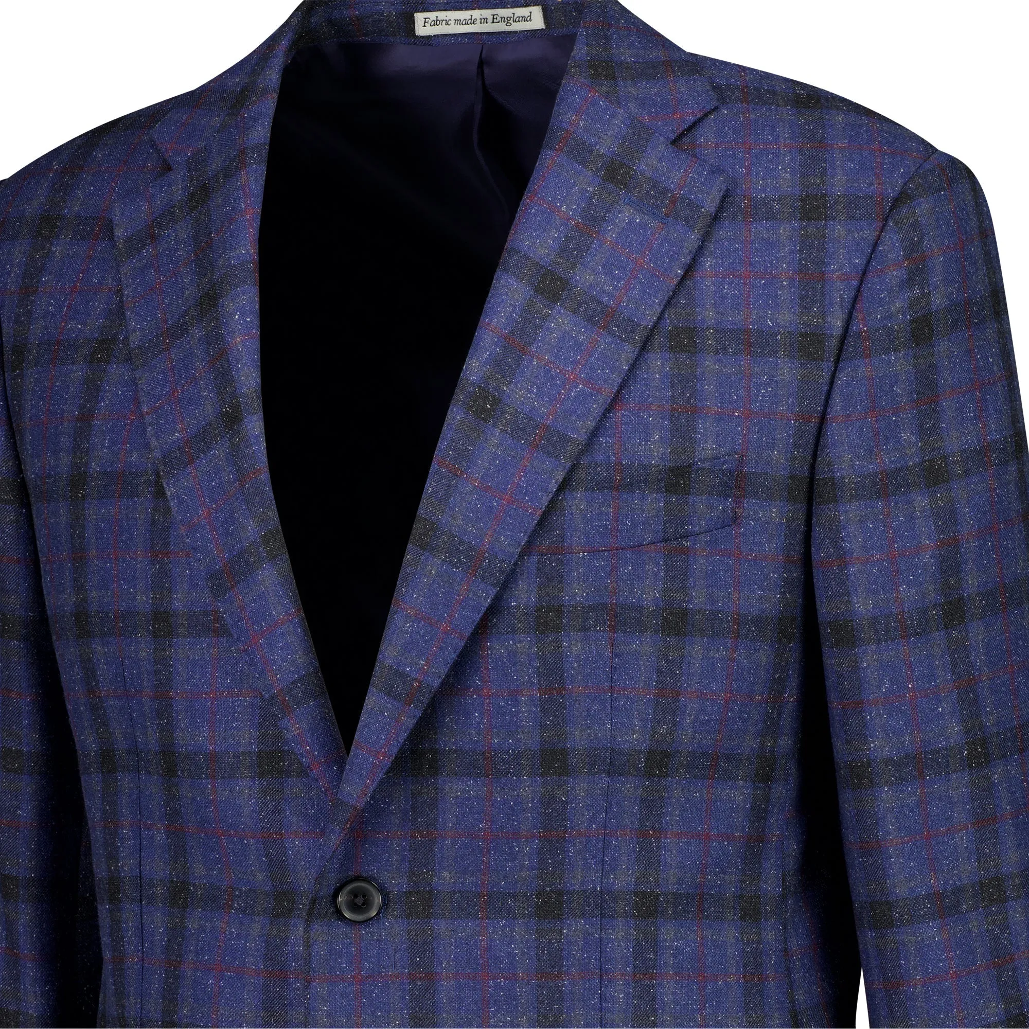 HENRY SARTORIAL DORMEUIL Wool/Silk Check Jacket BURGUNDY/NAVY REG
