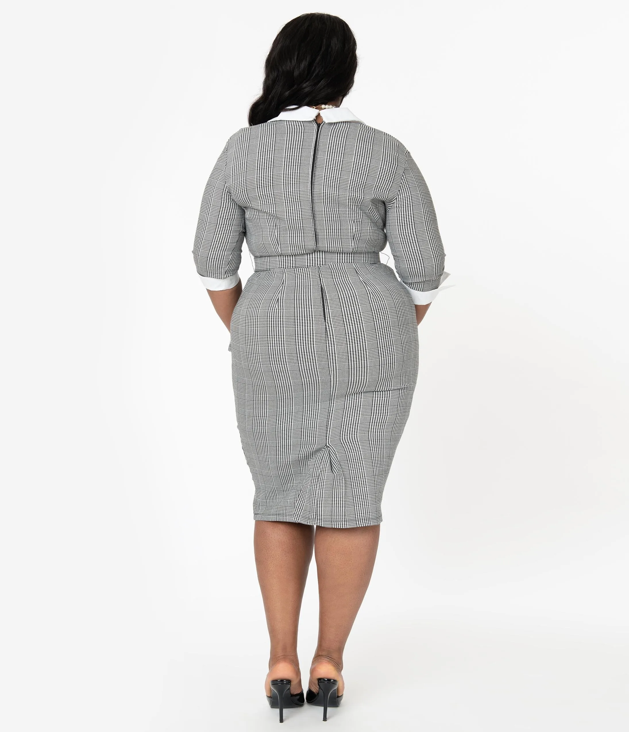 I Love Lucy x Unique Vintage Plus Size Houndstooth TV Star Pencil Dress