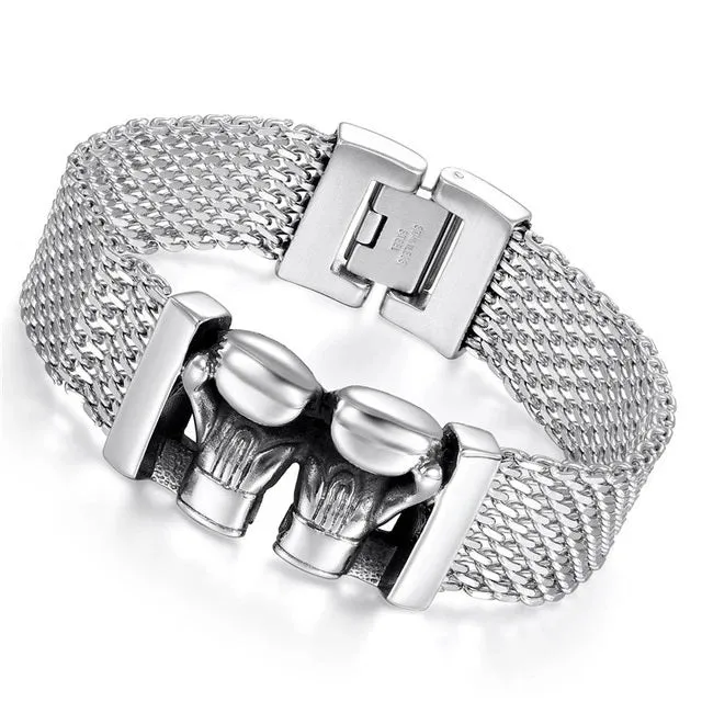 Miami Cuban Link  Stainless Steel Boxing Gloves Bracelet 8.9"