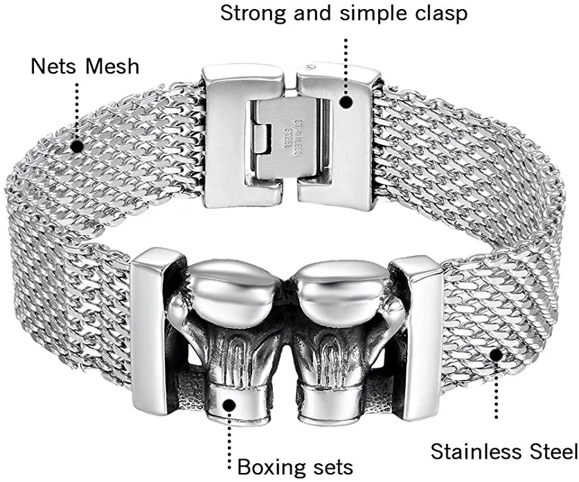 Miami Cuban Link  Stainless Steel Boxing Gloves Bracelet 8.9"