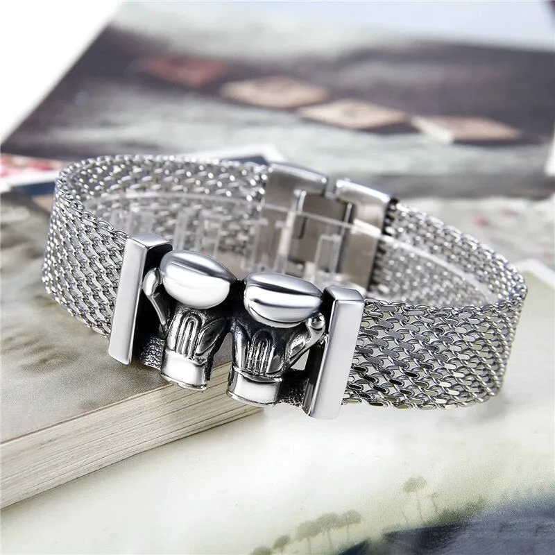 Miami Cuban Link  Stainless Steel Boxing Gloves Bracelet 8.9"