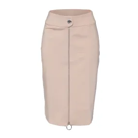 Rapheeze Front Zipline Tan Midi Pencil Skirt - Women