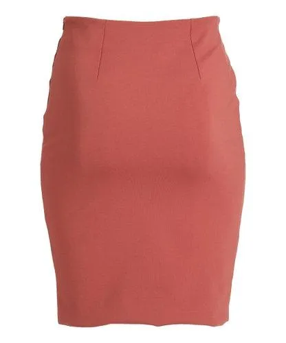 Rapheeze Italian Knee Length Skirt Marsala & Black Contrast-Trim Zipper Pencil Skirt