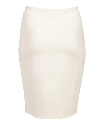Rapheeze Italian Knee Length Skirt White & Black Contrast-Trim Zipper Pencil Skirt