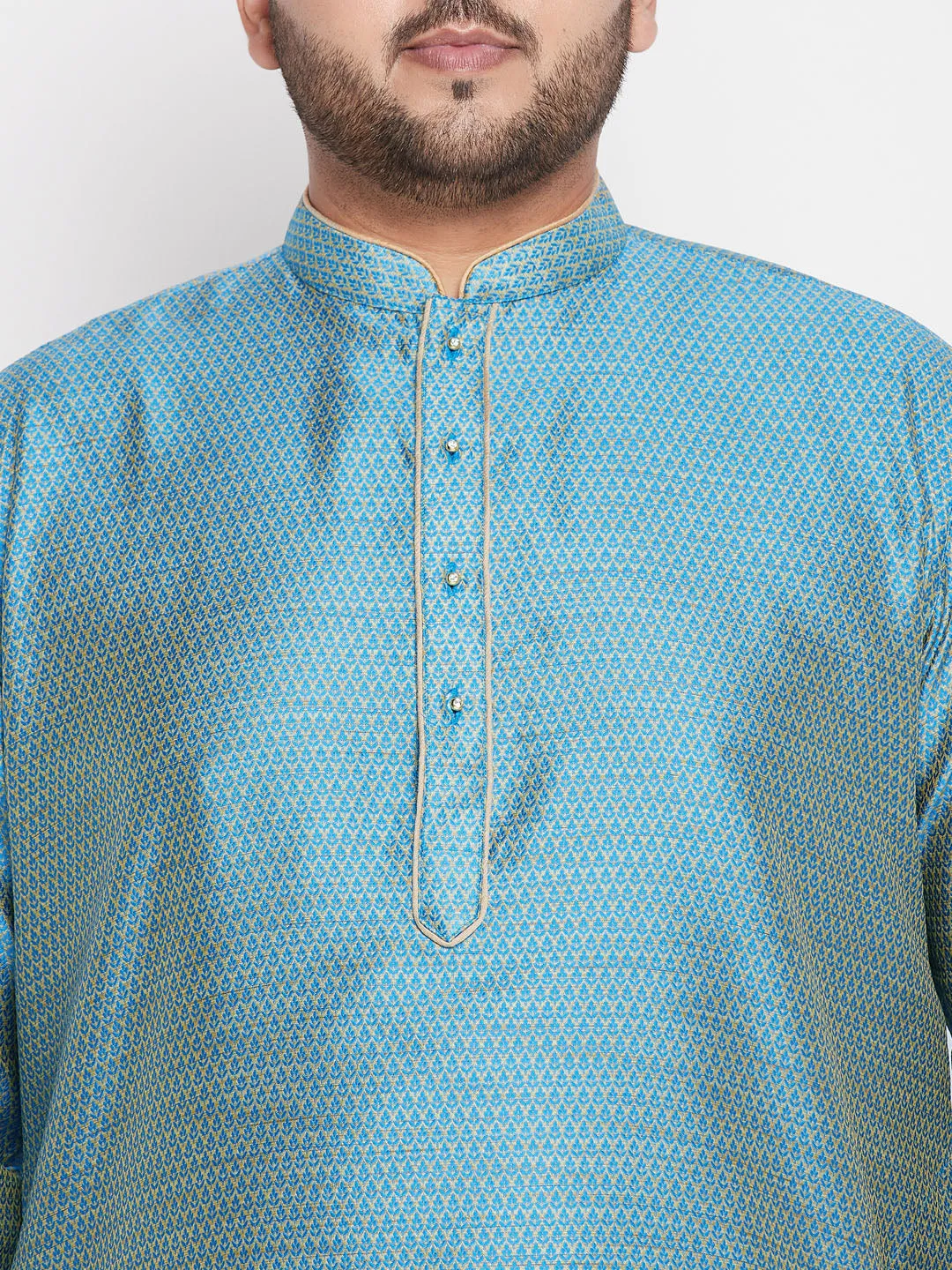 VASTRAMAY Aqua Blue Kurta And Navy Blue Pyjama