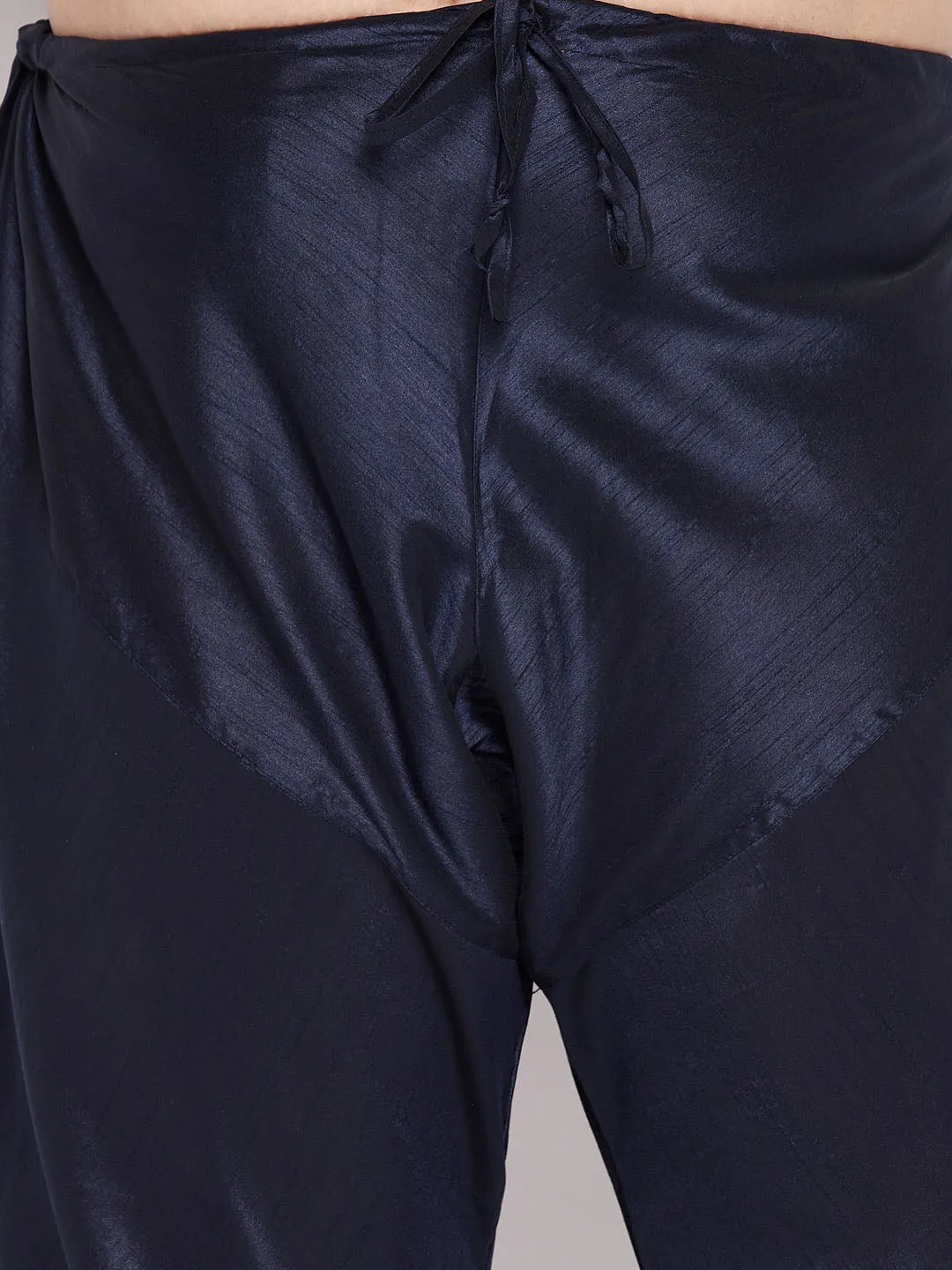 VASTRAMAY Aqua Blue Kurta And Navy Blue Pyjama