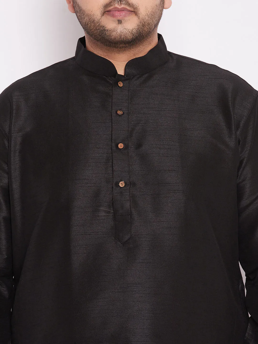 VASTRAMAY Black Cotton Silk Kurta Set