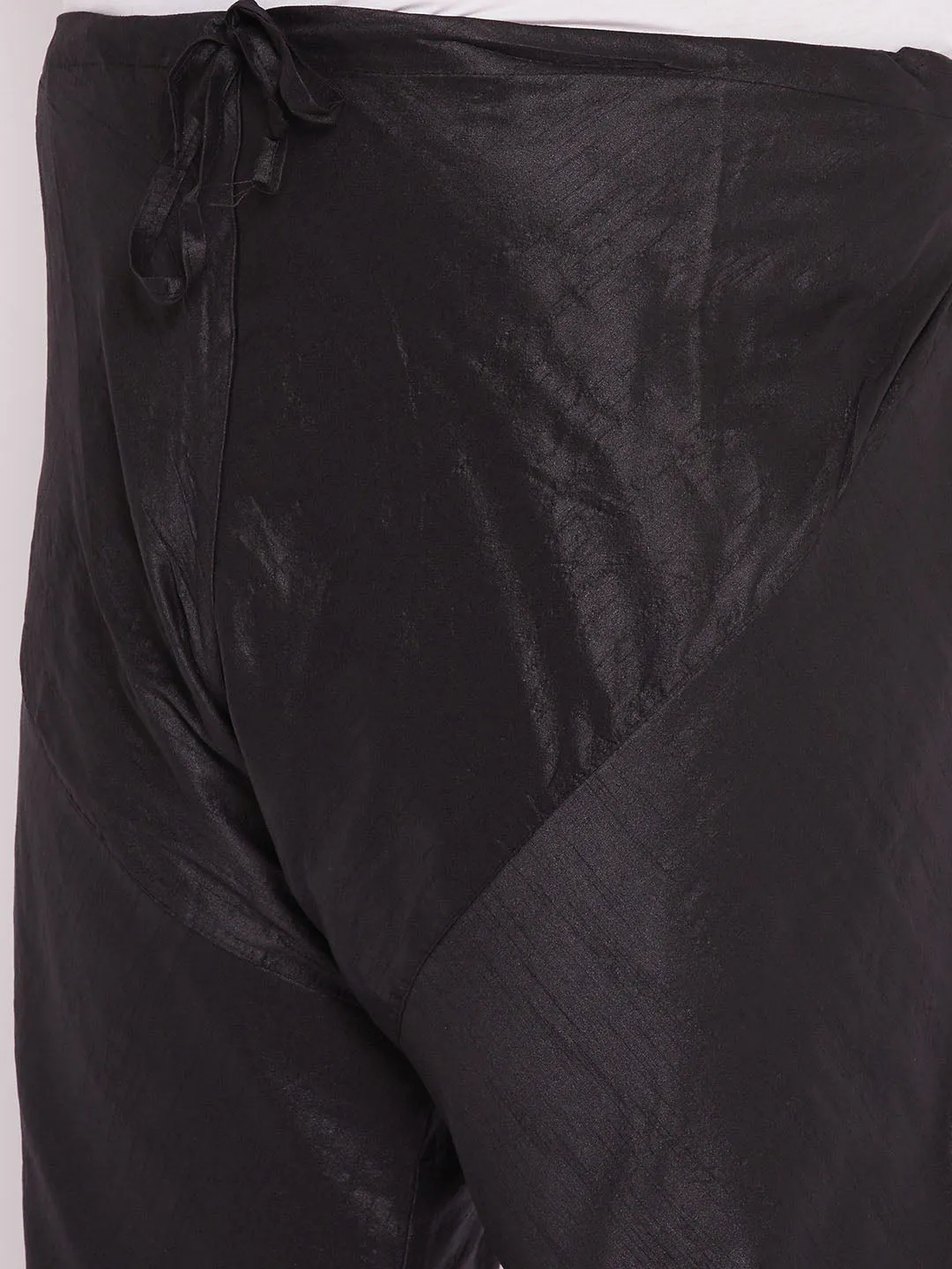 VASTRAMAY Black Cotton Silk Kurta Set