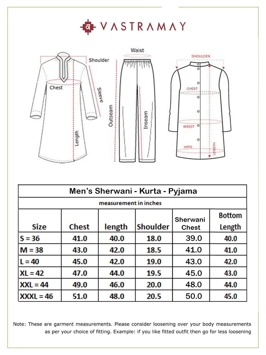 VASTRAMAY Black Sherwani With Cream Patiala