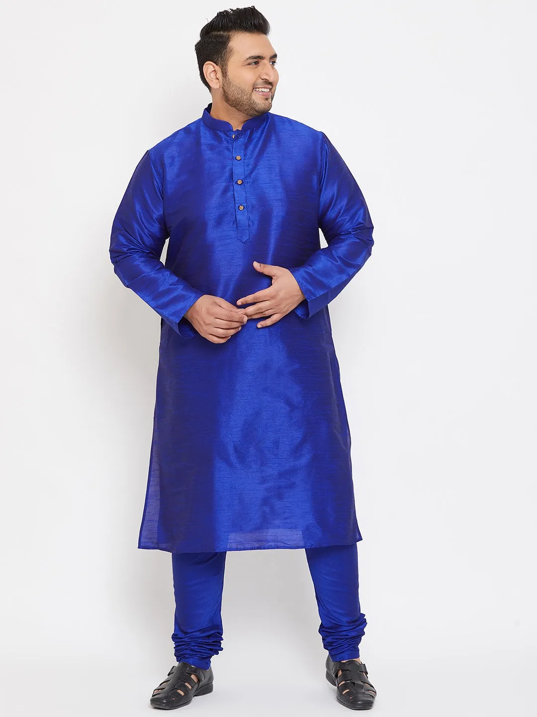 VASTRAMAY Blue Silk Blend Men's Kurta