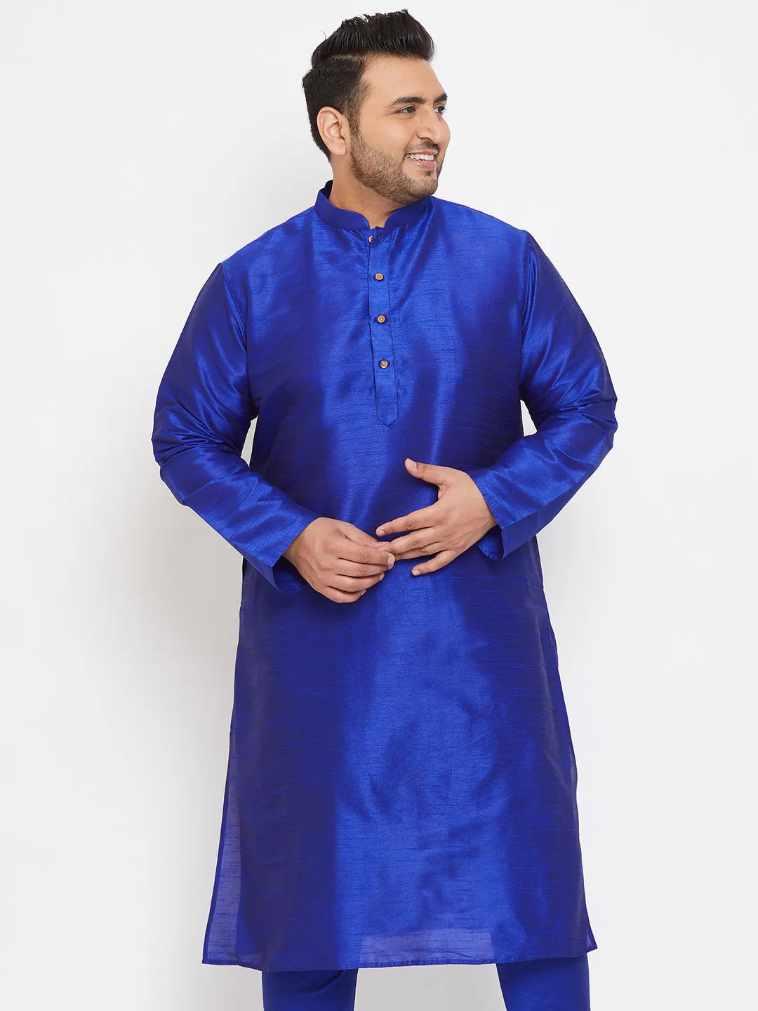 VASTRAMAY Blue Silk Blend Men's Kurta