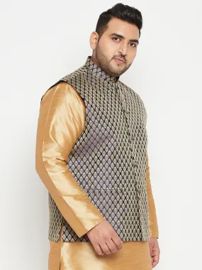 VASTRAMAY Blue Woven Nehru Jacket