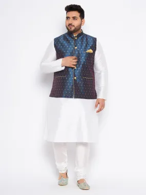 VASTRAMAY Blue Zari Nehru Jacket Set