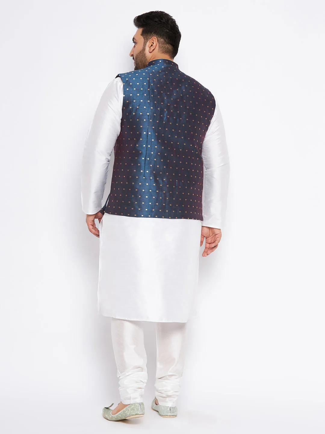 VASTRAMAY Blue Zari Nehru Jacket Set