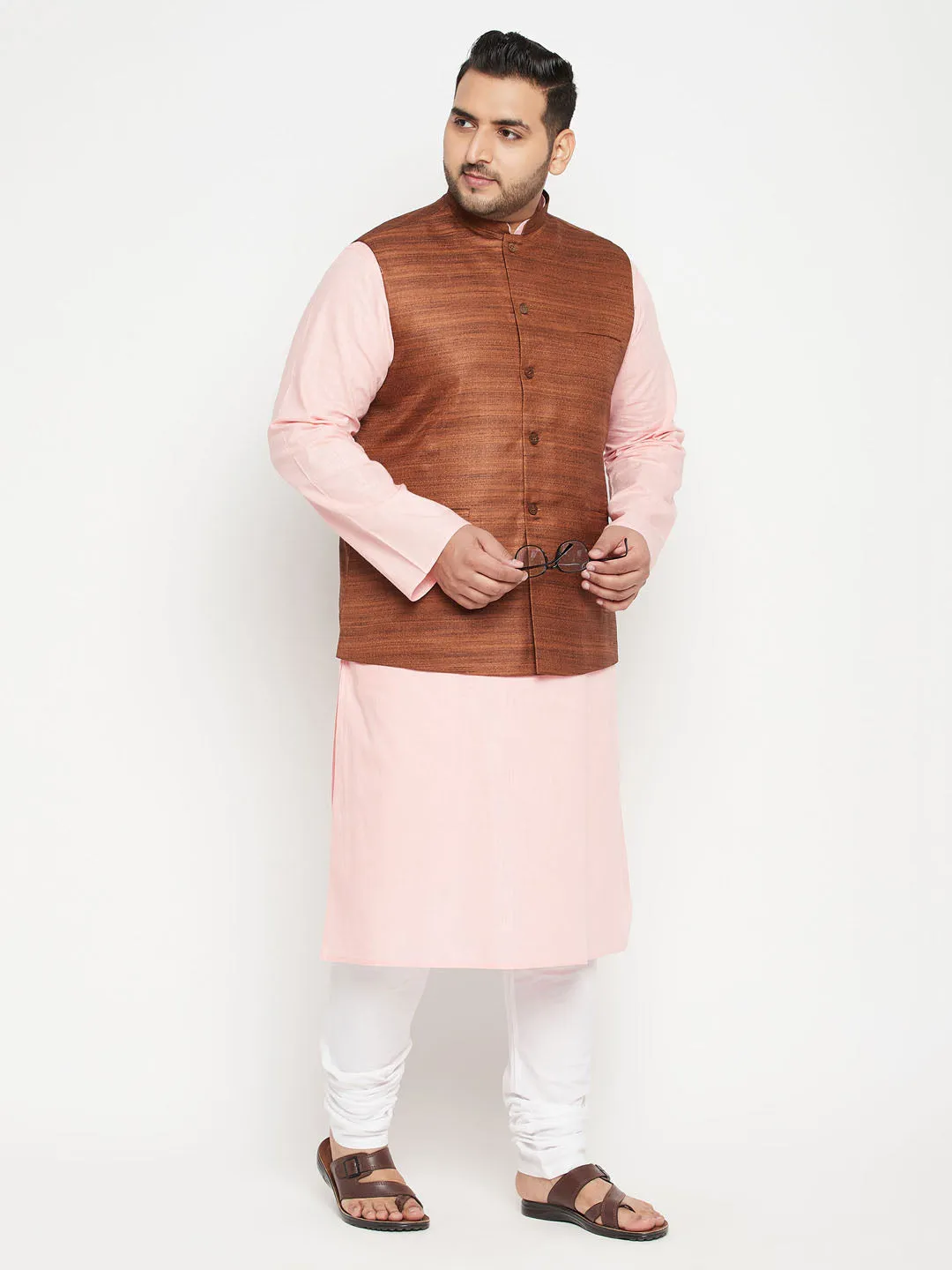 VASTRAMAY Coffee Brown Nehru Jacket