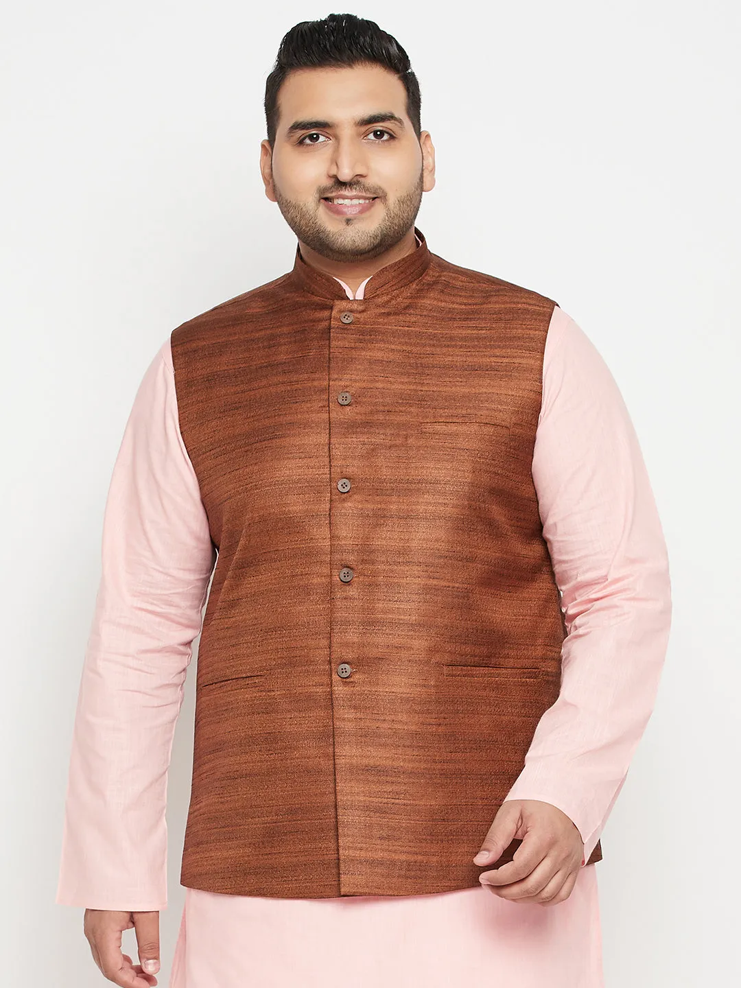 VASTRAMAY Coffee Brown Nehru Jacket
