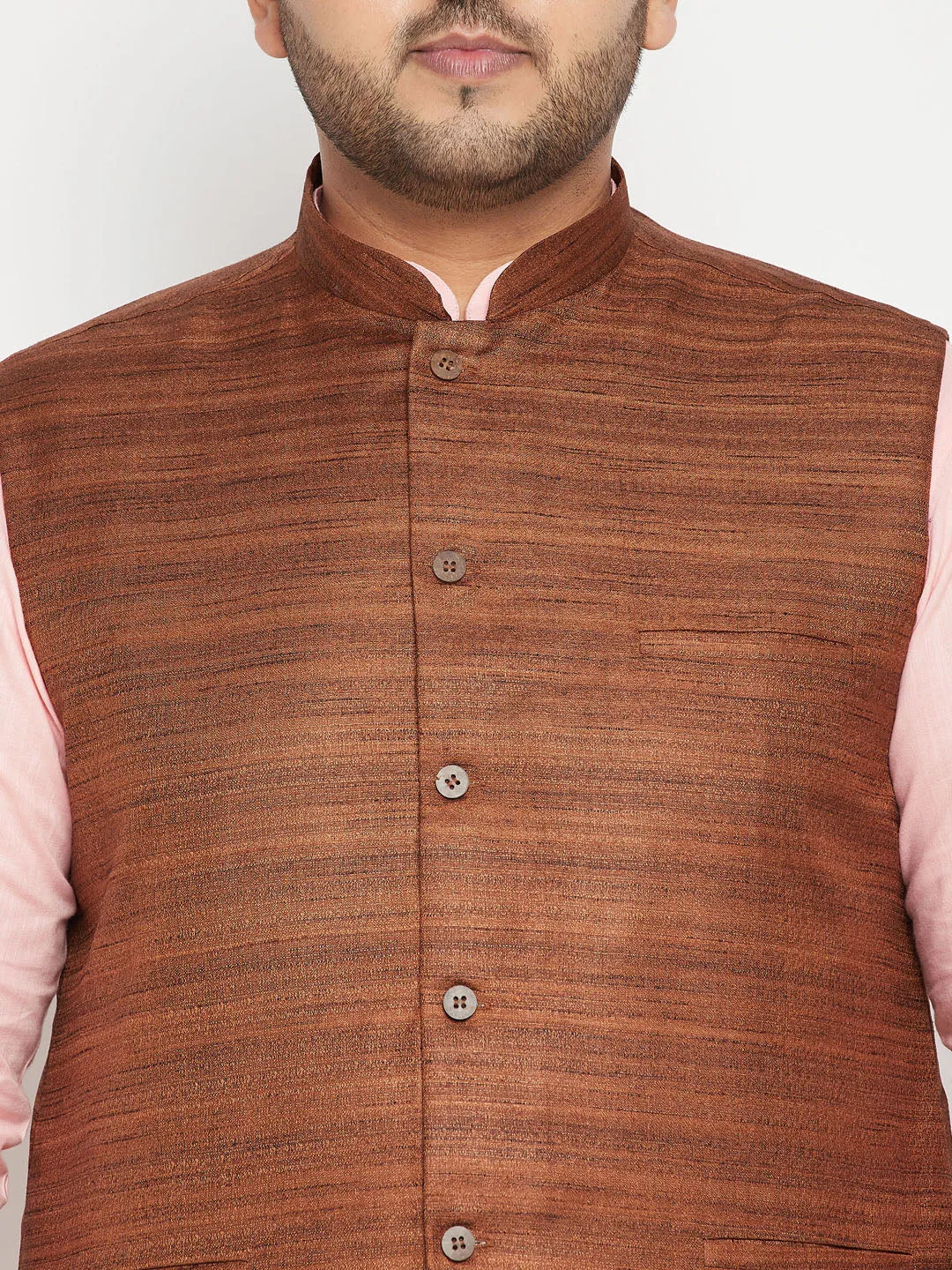 VASTRAMAY Coffee Brown Nehru Jacket