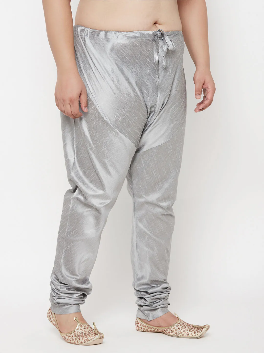 VASTRAMAY Gray Cotton Silk Churidar Pyjama