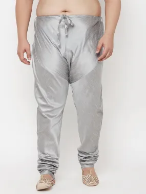 VASTRAMAY Gray Cotton Silk Churidar Pyjama