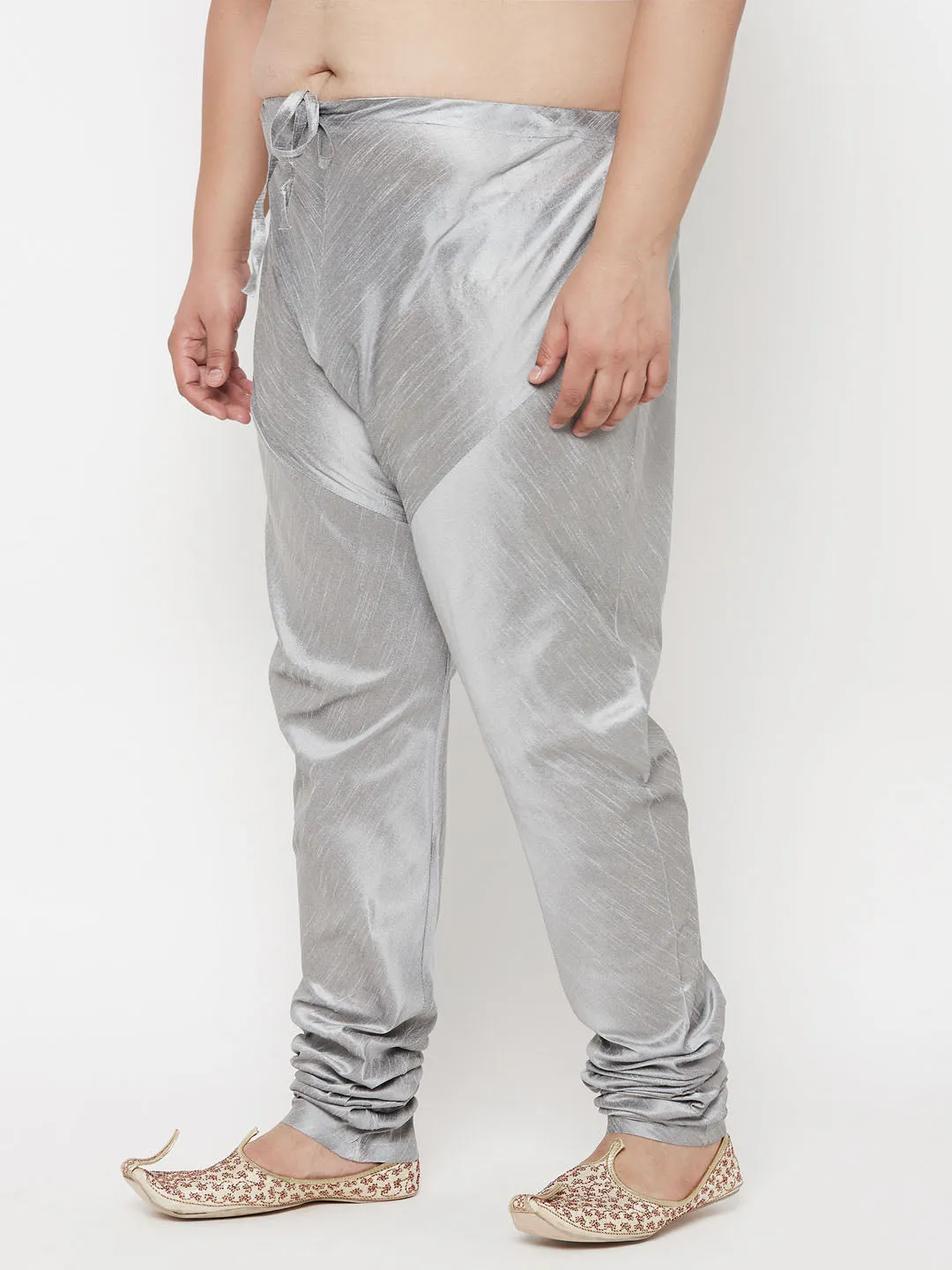 VASTRAMAY Gray Cotton Silk Churidar Pyjama