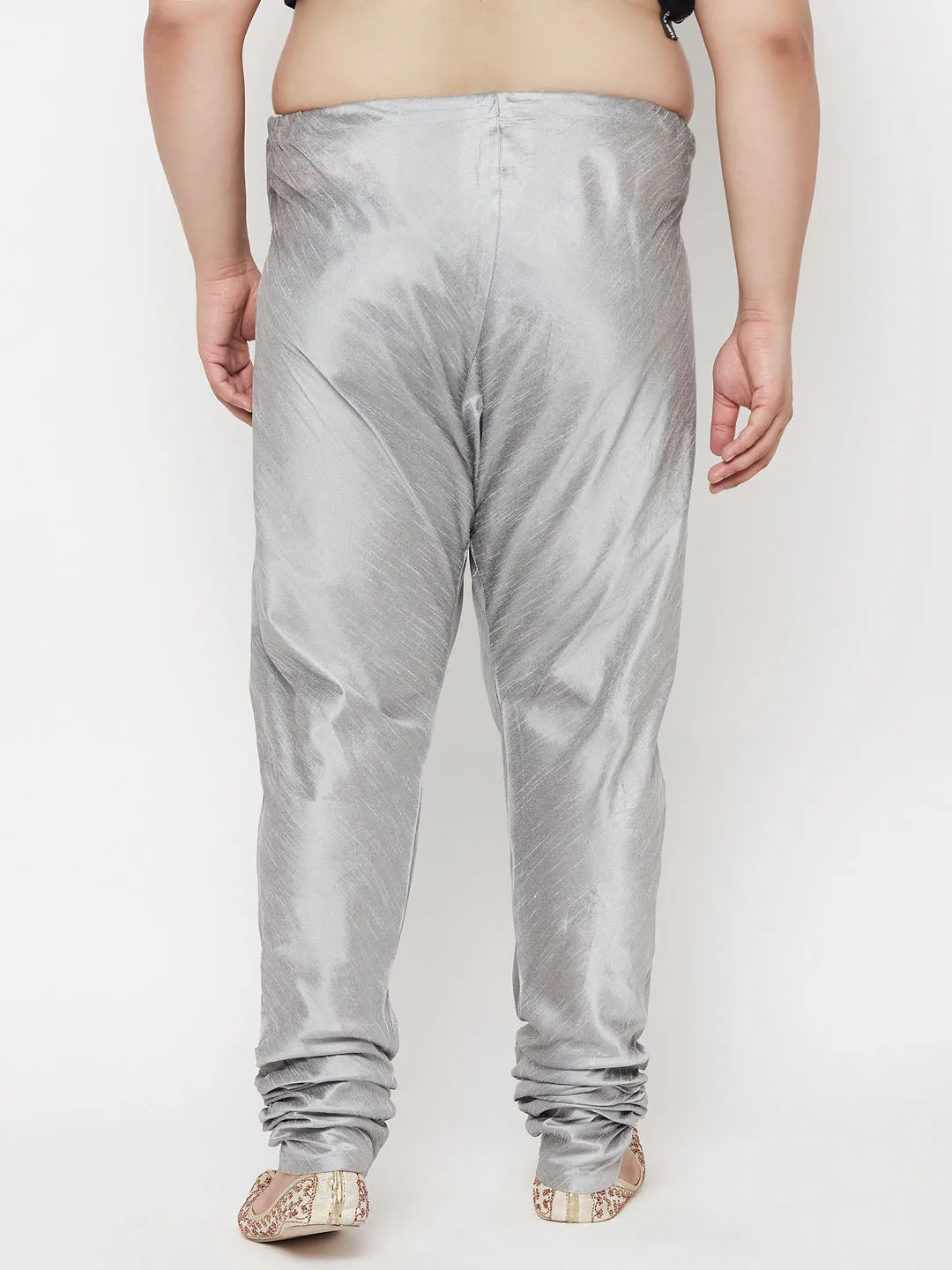 VASTRAMAY Gray Cotton Silk Churidar Pyjama