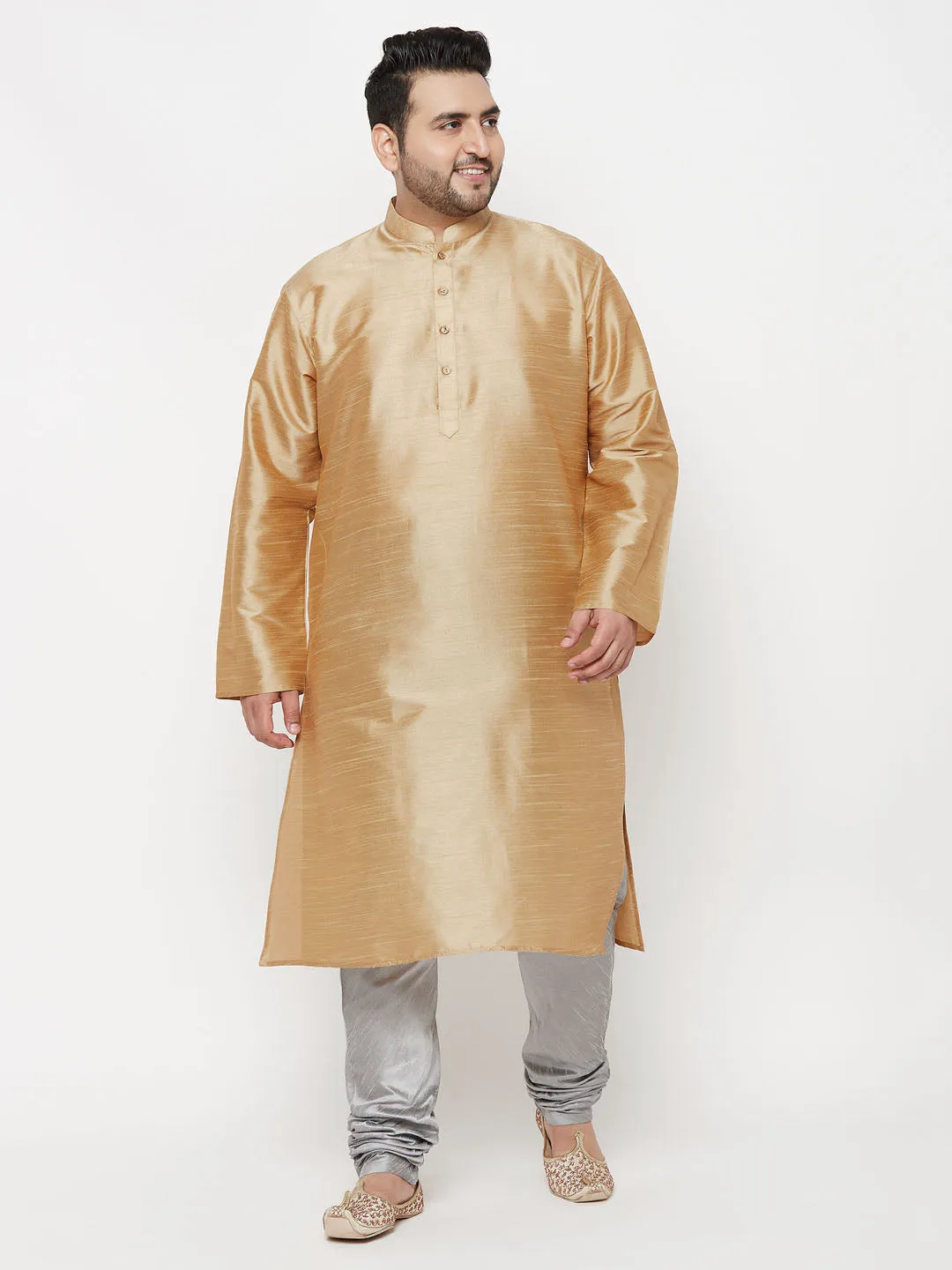 VASTRAMAY Gray Cotton Silk Churidar Pyjama