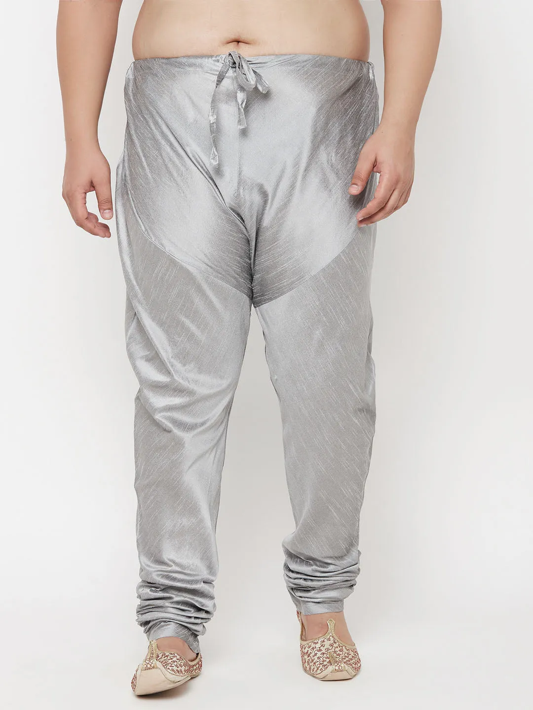 VASTRAMAY Gray Cotton Silk Churidar Pyjama