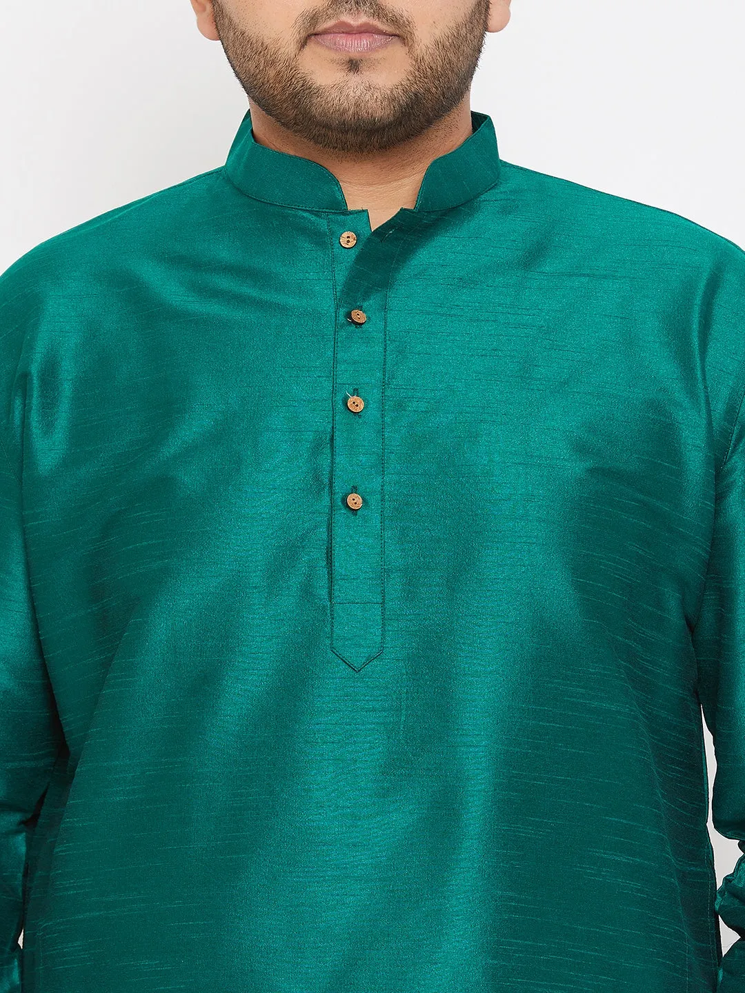 Vastramay Green Silk Blend Kurta Pyjama Set