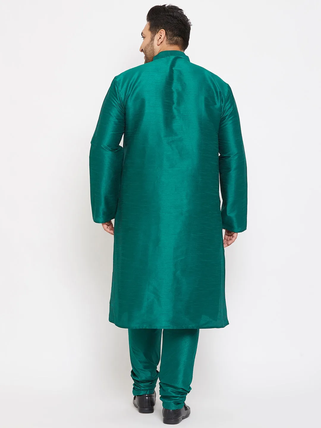 Vastramay Green Silk Blend Kurta Pyjama Set