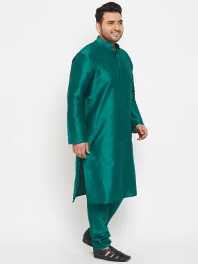 Vastramay Green Silk Blend Kurta Pyjama Set