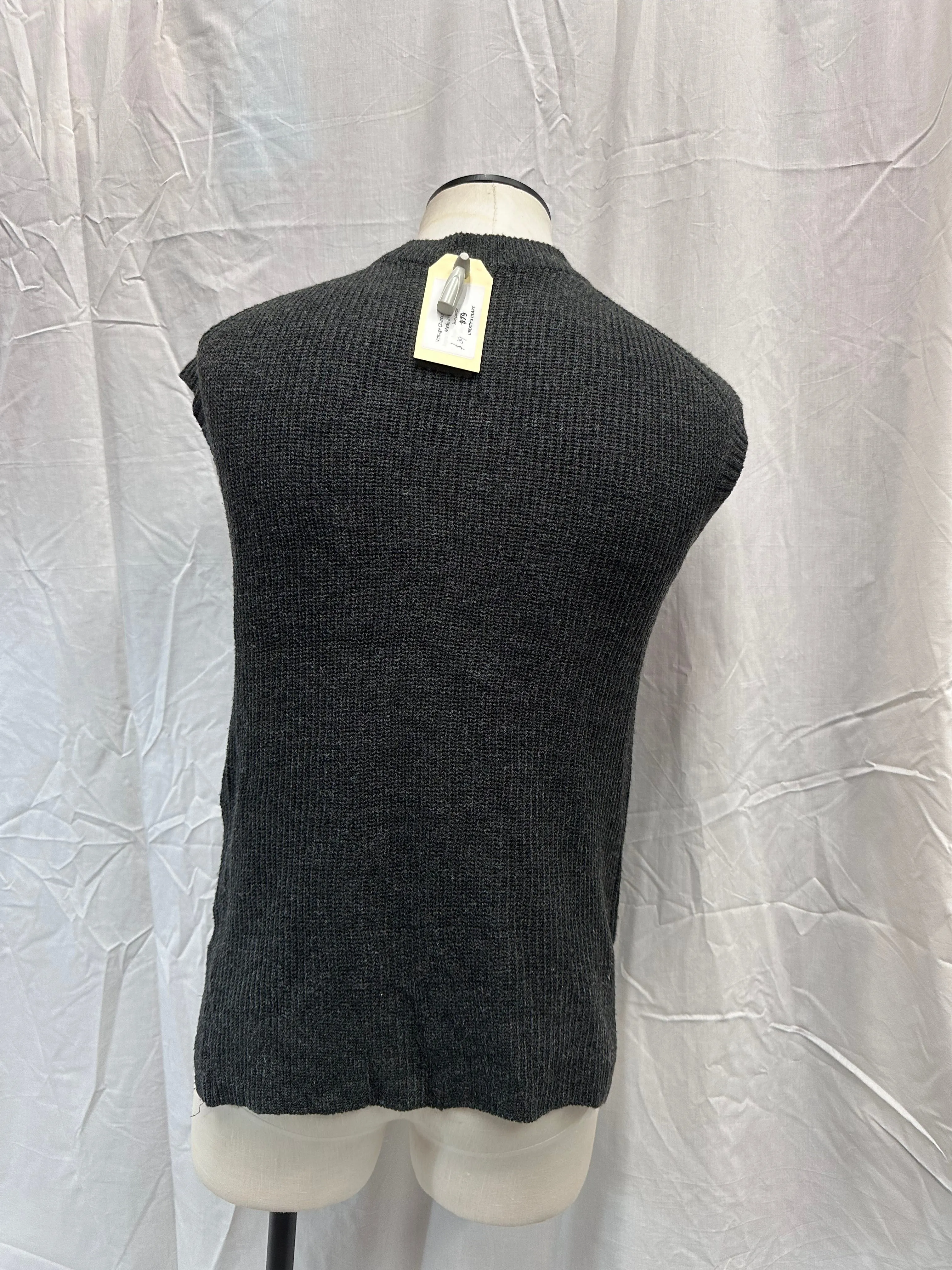 Vintage Charcoal Wool knit Vest